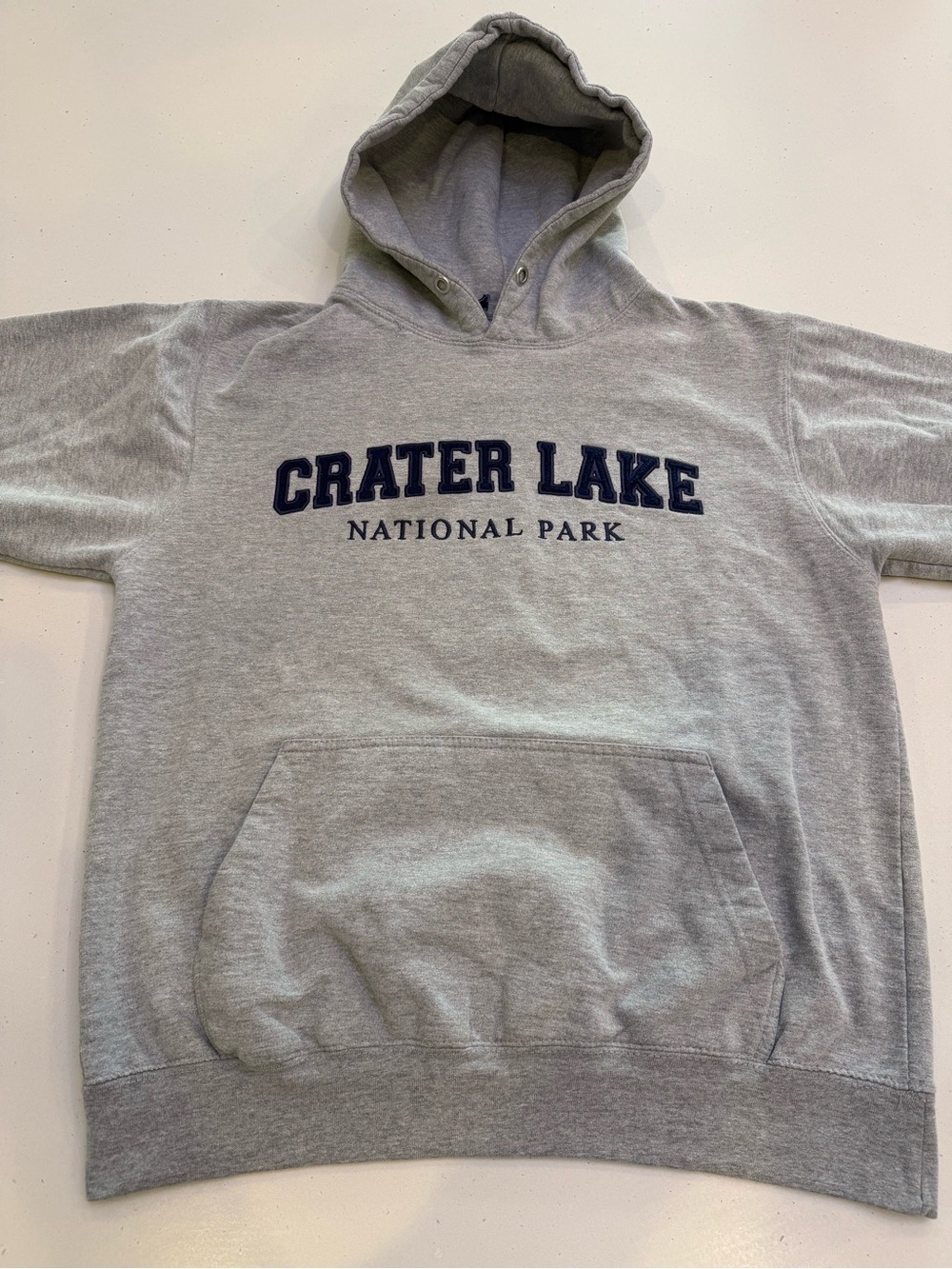 Crater Lake National Park Hoodie Gray Embroidered Pullover Sweatshirt Adult L
